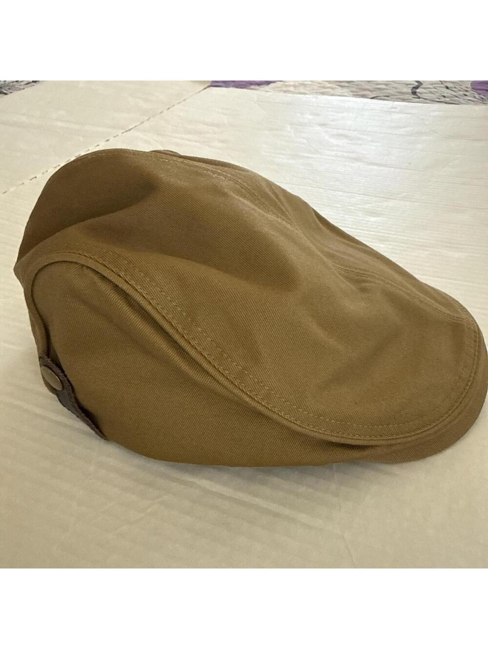 Stetson All American Flat Cap Flannel Lined XL Brown Leather Look Cotton Newsboy